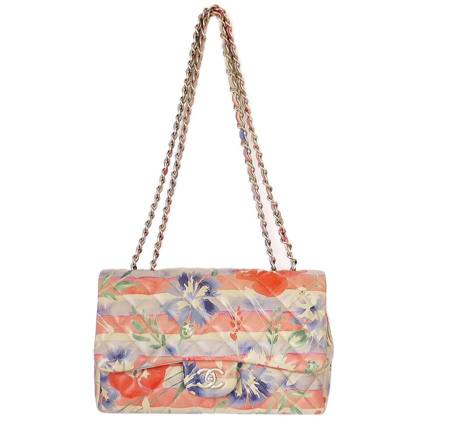 Chanel Floral Print Lambskin Jumbo Maxi Classic Flap Bag Rare 2