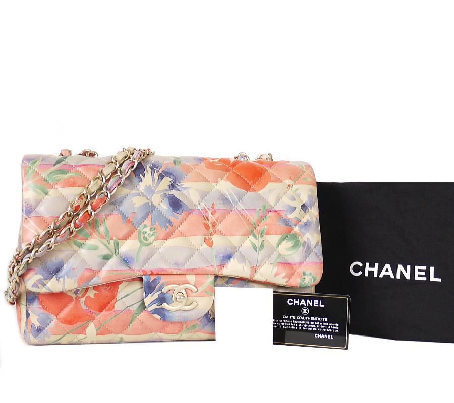 Chanel Floral Print Lambskin Jumbo Maxi Classic Flap Bag Rare 3