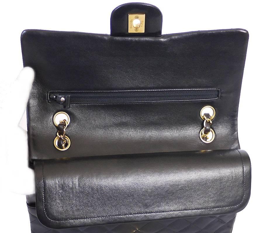Black Vintage Chanel 2.55 Double Flap Classic Shoulder Bag 25cm
