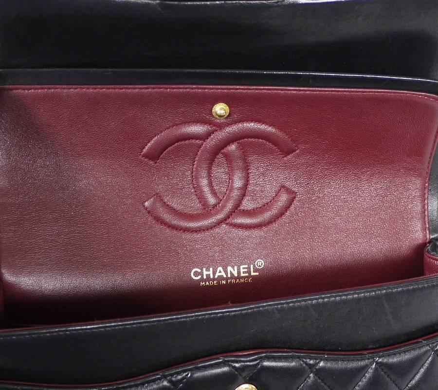 Chanel Black Lamb Skin 2.55 Double Flap Classic 25cm 4