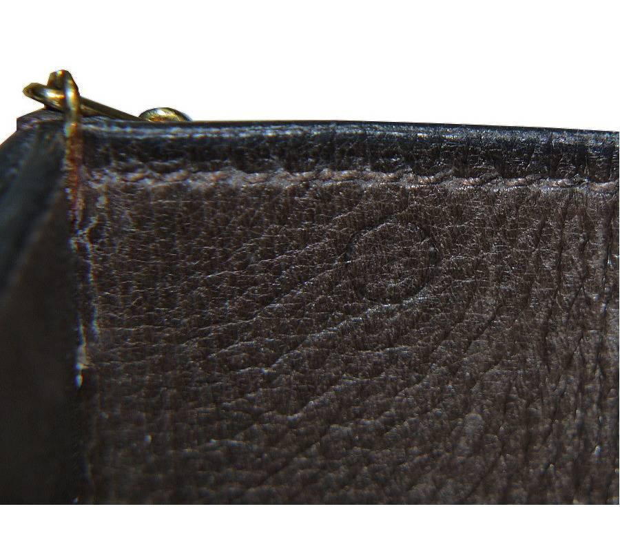 Black 1980s Hermes Brown Box Calf Lydie 2way Clutch Shoulder Bag Rare