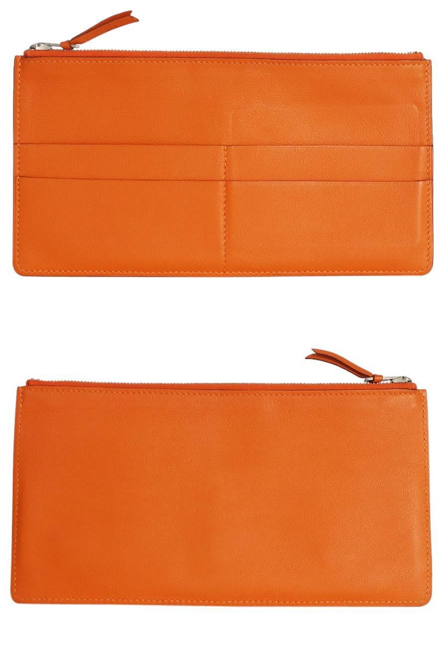Hermes Jige Duo Clutch Bag With Zippy, Orange Swift Leather 3