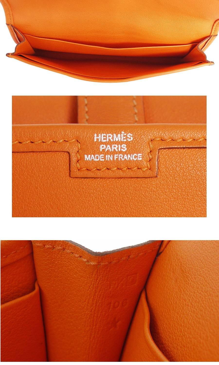 Hermes Jige Duo Clutch Bag With Zippy, Orange Swift Leather 2