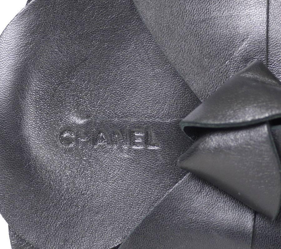 Chanel Leather Camellia 2 Way Evening Clutch Black  2