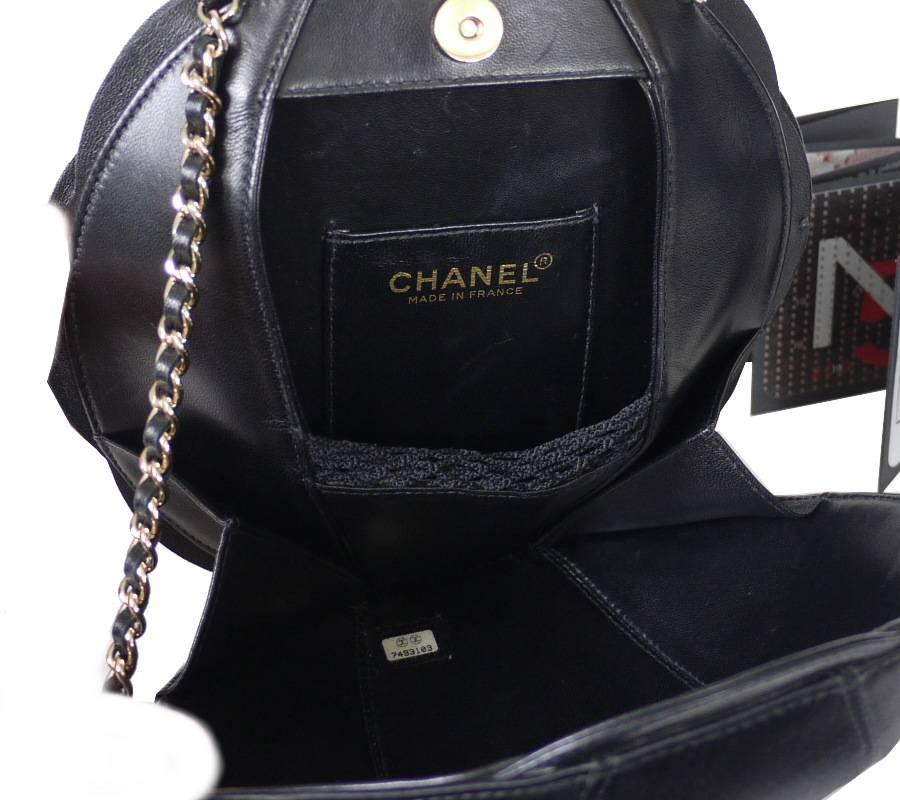 Chanel Leather Camellia 2 Way Evening Clutch Black  4