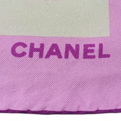 Pañuelo «Carré» de seda con estampado floral y el logotipo CC de Chanel, muy exclusivo, 87 cm, rosa y blanco, fabricado en Italia