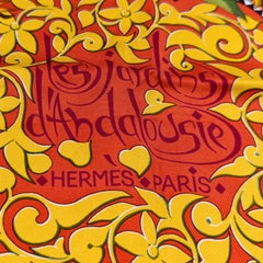 Rare Hermès Carré 90 Les Jardins d’Andalousie Orange Silk Scarf by Aline Honoré