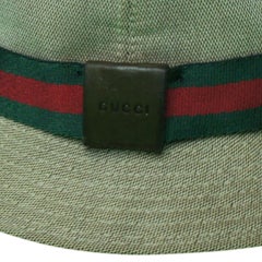 Vintage Gucci Web Stripe Bucket Hat in Beige Canvas with Cashmere & Wool Lining