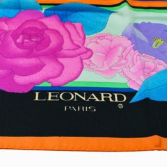 Leonard Paris Vintage Silk Scarf 90 cm Exquisite Multicolor Floral Carré, French