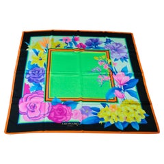 Leonard Paris Vintage Silk Scarf 90 cm Exquisite Multicolor Floral Carré, French