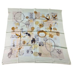 Rare Vintage Cartier Fine Jewelry Silk Scarf 33" Panthère Gemstone Print