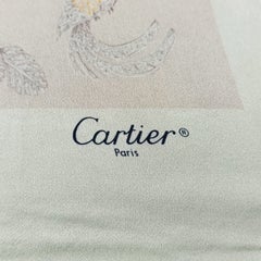 Rare Vintage Cartier Fine Jewelry Silk Scarf 33" Panthère Gemstone Print