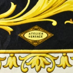 Vintage Atelier Versace Set of 2 Silk Baroque Stoles — Royal Blue & Black & Gold