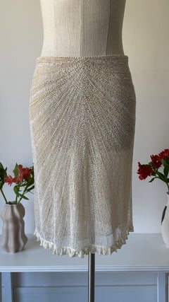 Valentino early 2000s bridal ivory fully beaded midi skirt