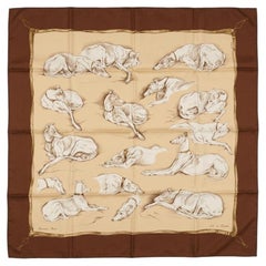 Brand New Hermès Les Lévriers 90 Silk Scarf by Xavier de Poret