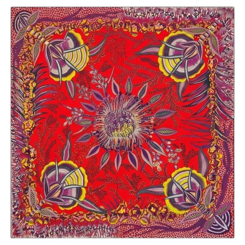 Brand New Hermès "Flowers of South Africa" 140 Giant Silk Scarf