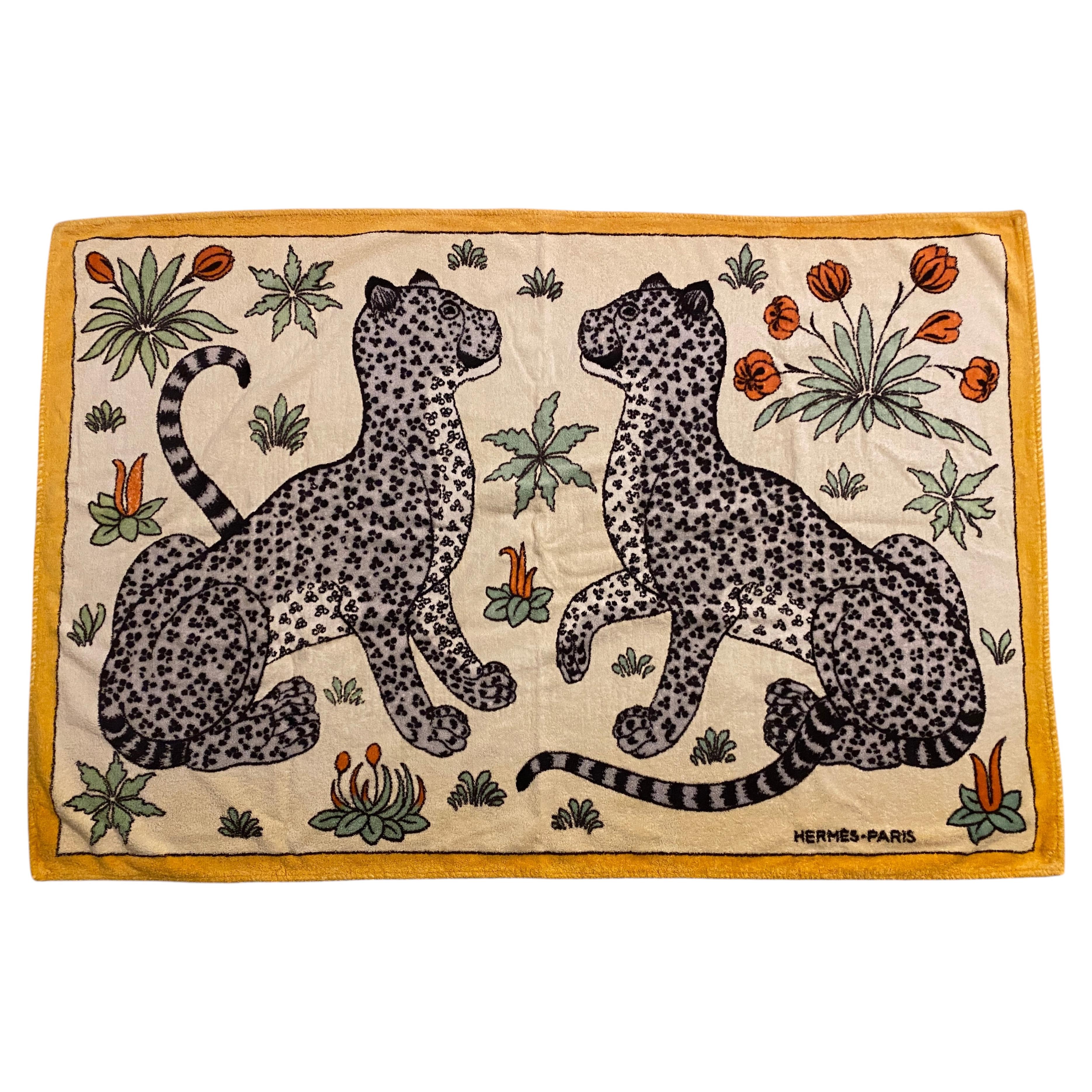 Hermès Leopards Terry Beach Towel For Sale