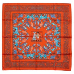 Hermès-Schal 90 aus Seide, „Early America“, neu