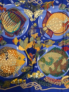 Hermès Grands Fonds Cobalt Blue 90 Silk Scarf