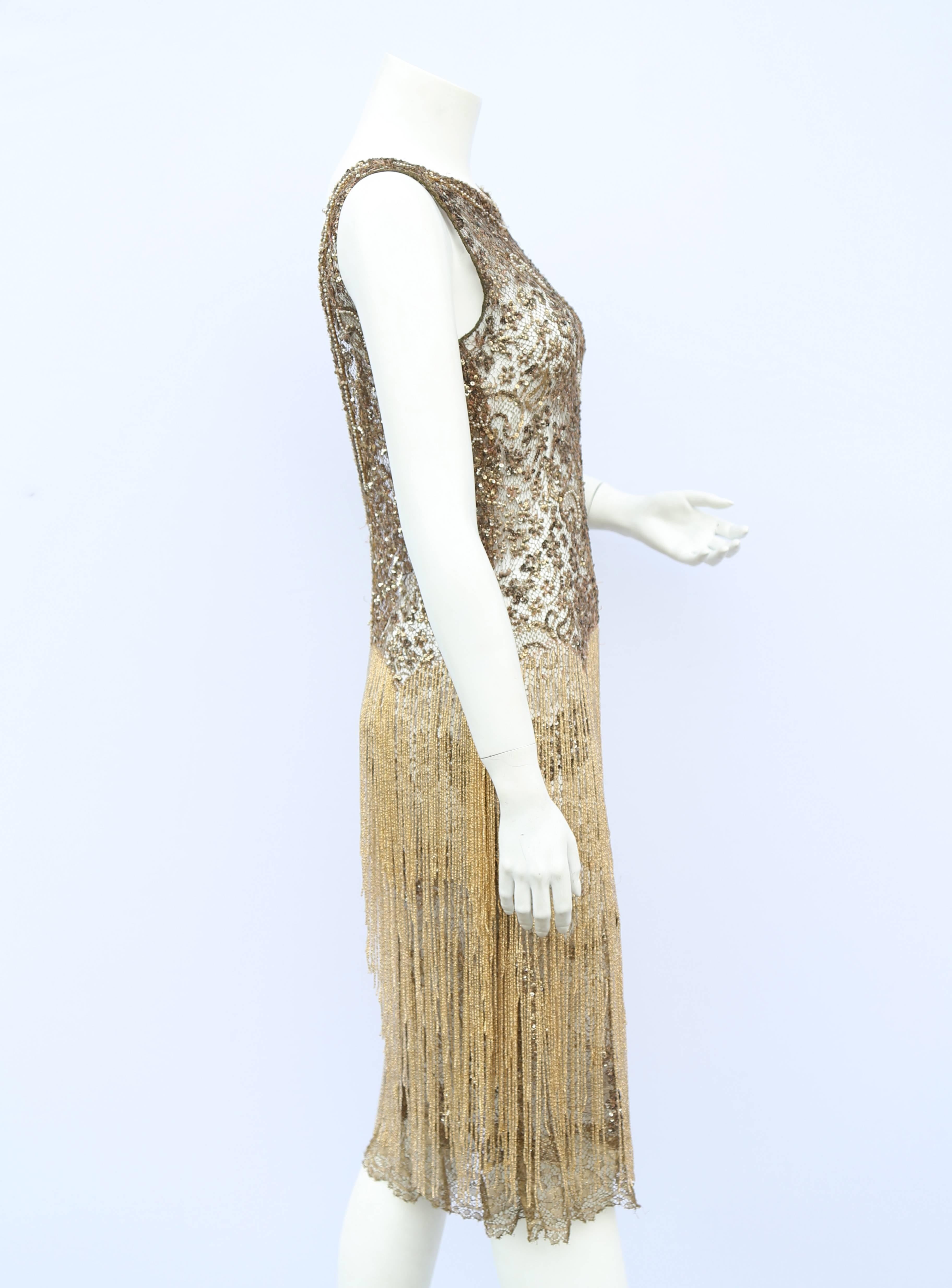gold sequin flapper dress