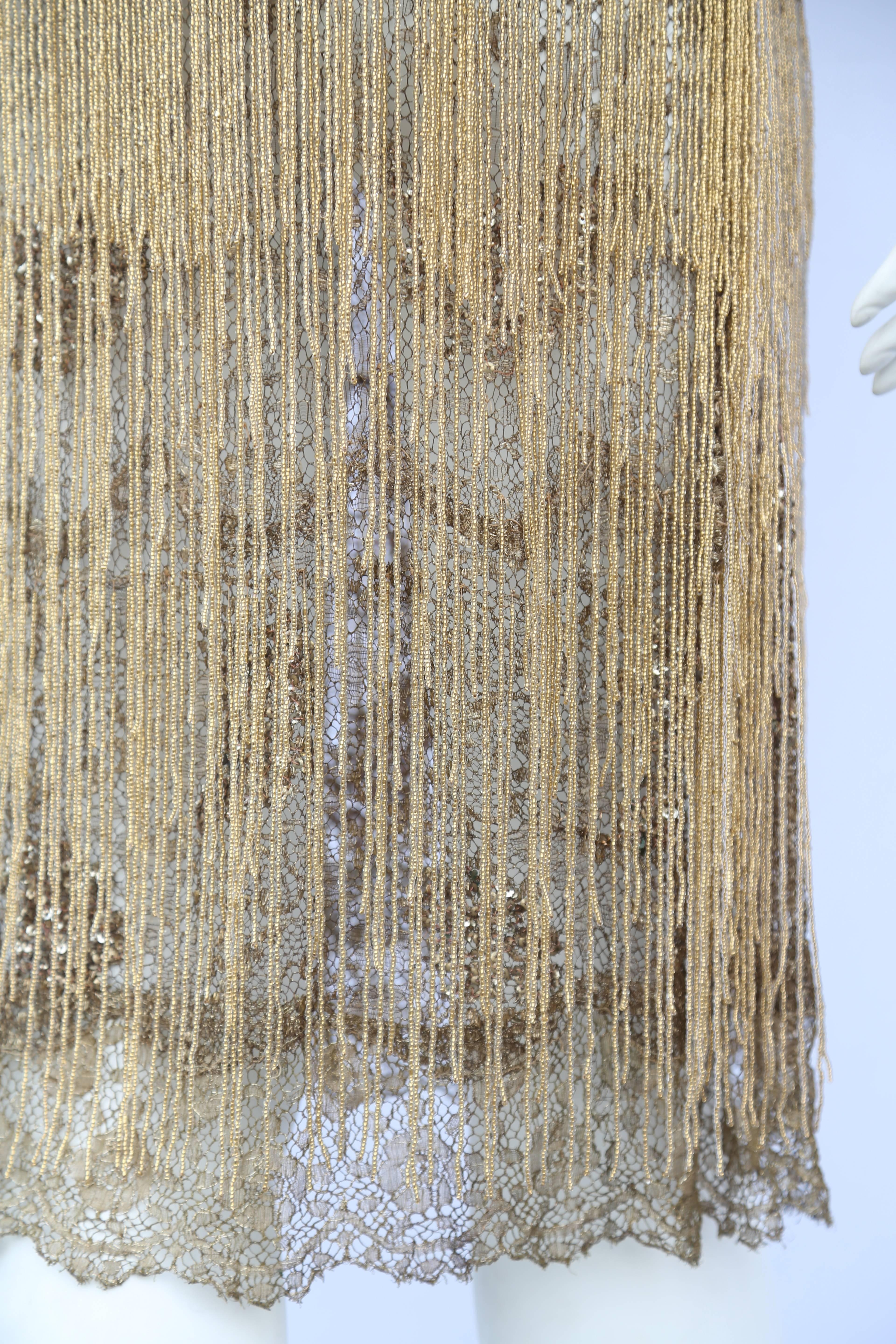 1920s gold lace and beaded sequin flapper dress 1