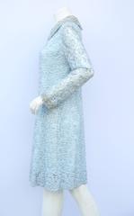 1960s baby blue lace and sequin beaded cocktail dress