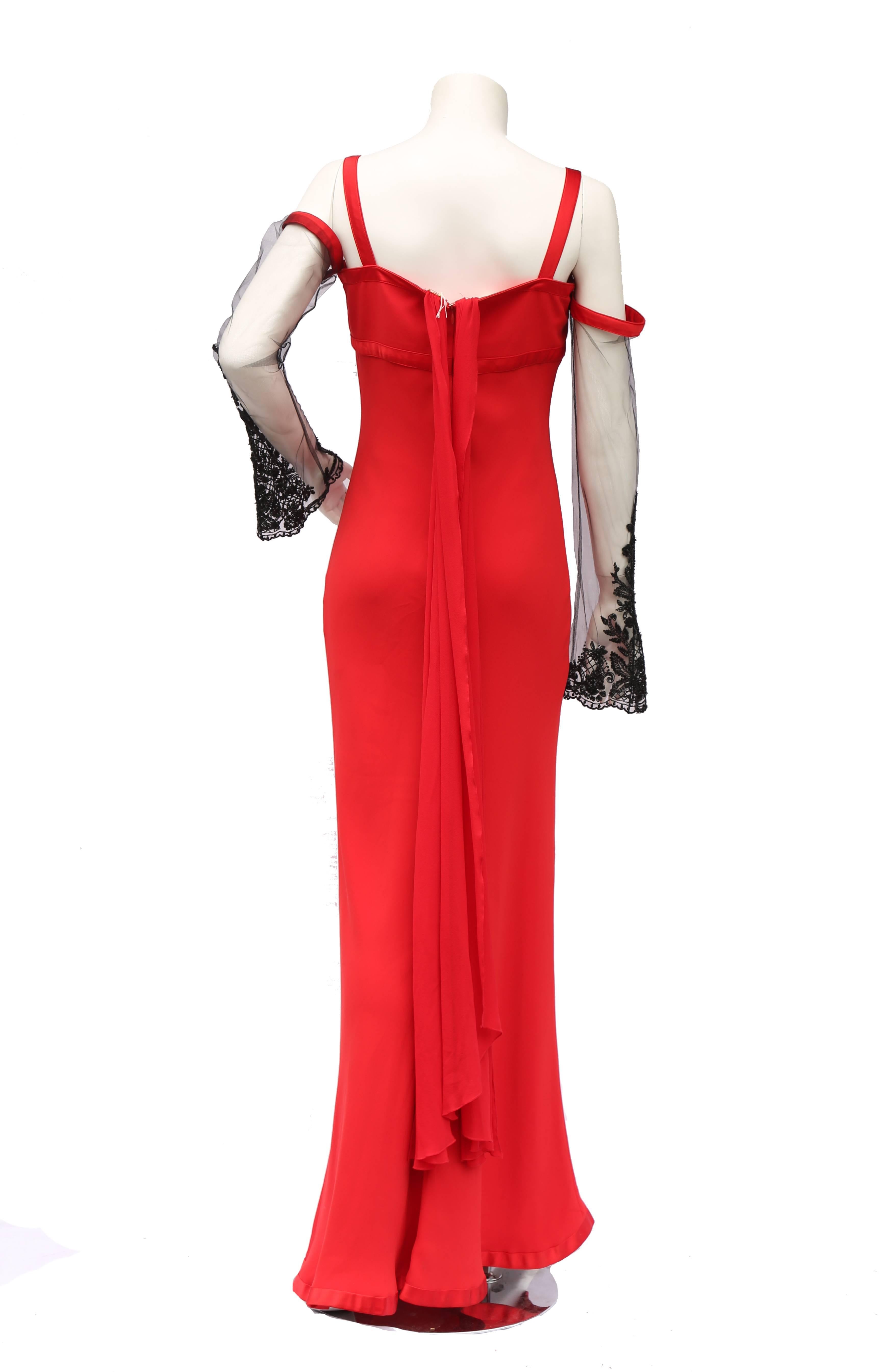 Red Valentino red silk evening gown dress For Sale