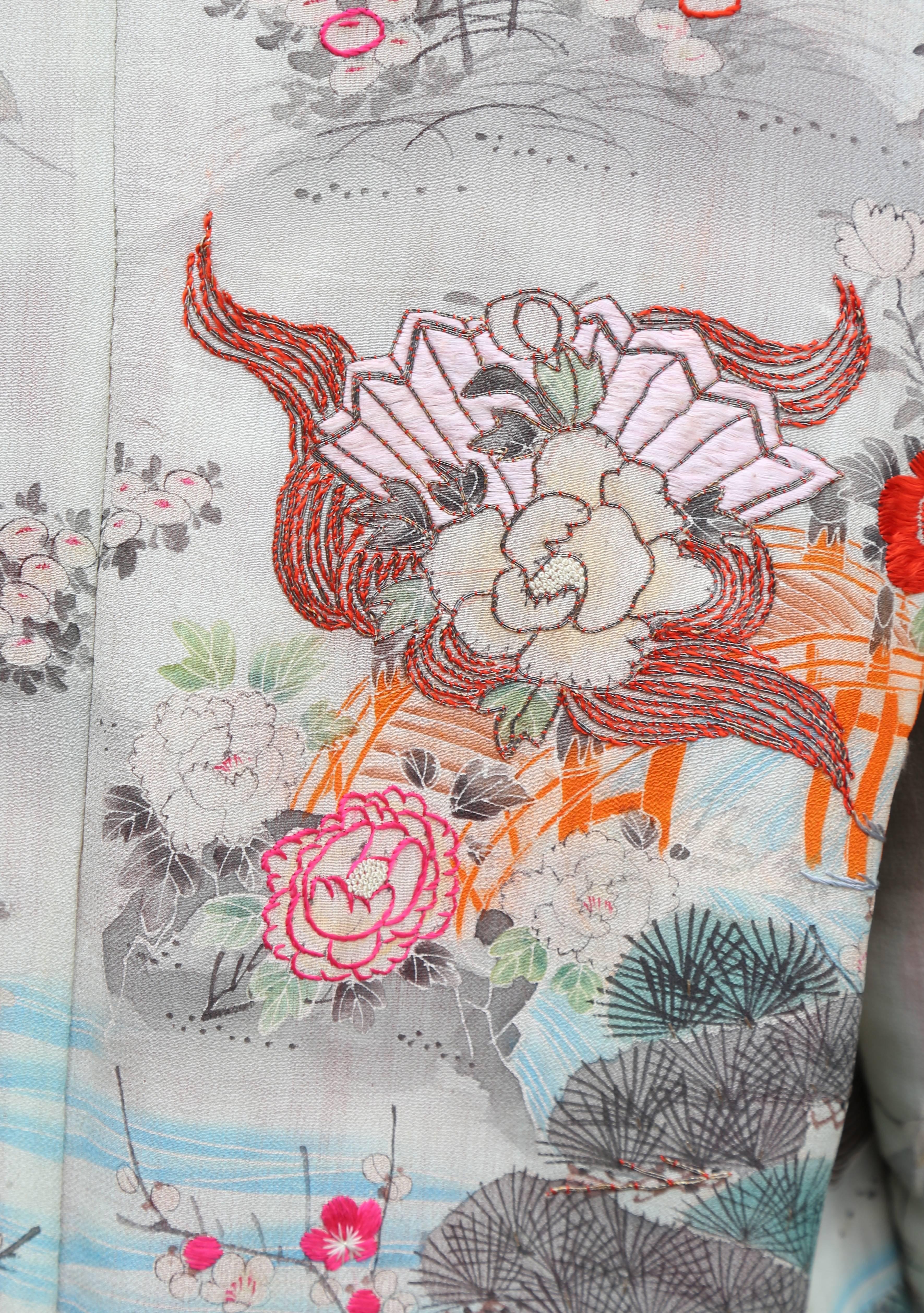 1920s silk embroidered kimono jacket For Sale 1