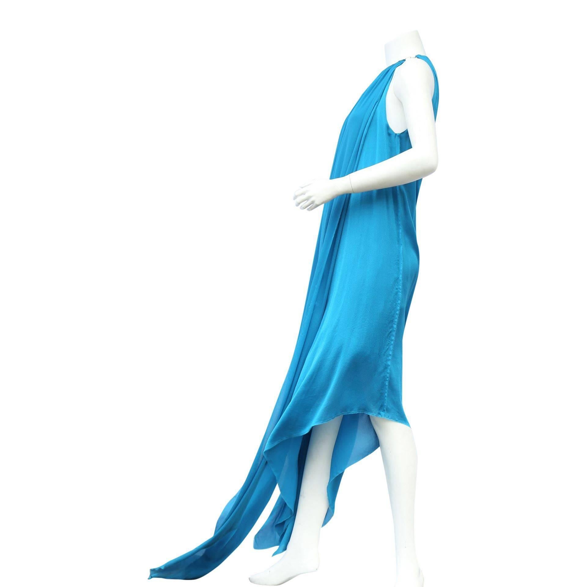 Blue Lanvin electric blue silk dress 