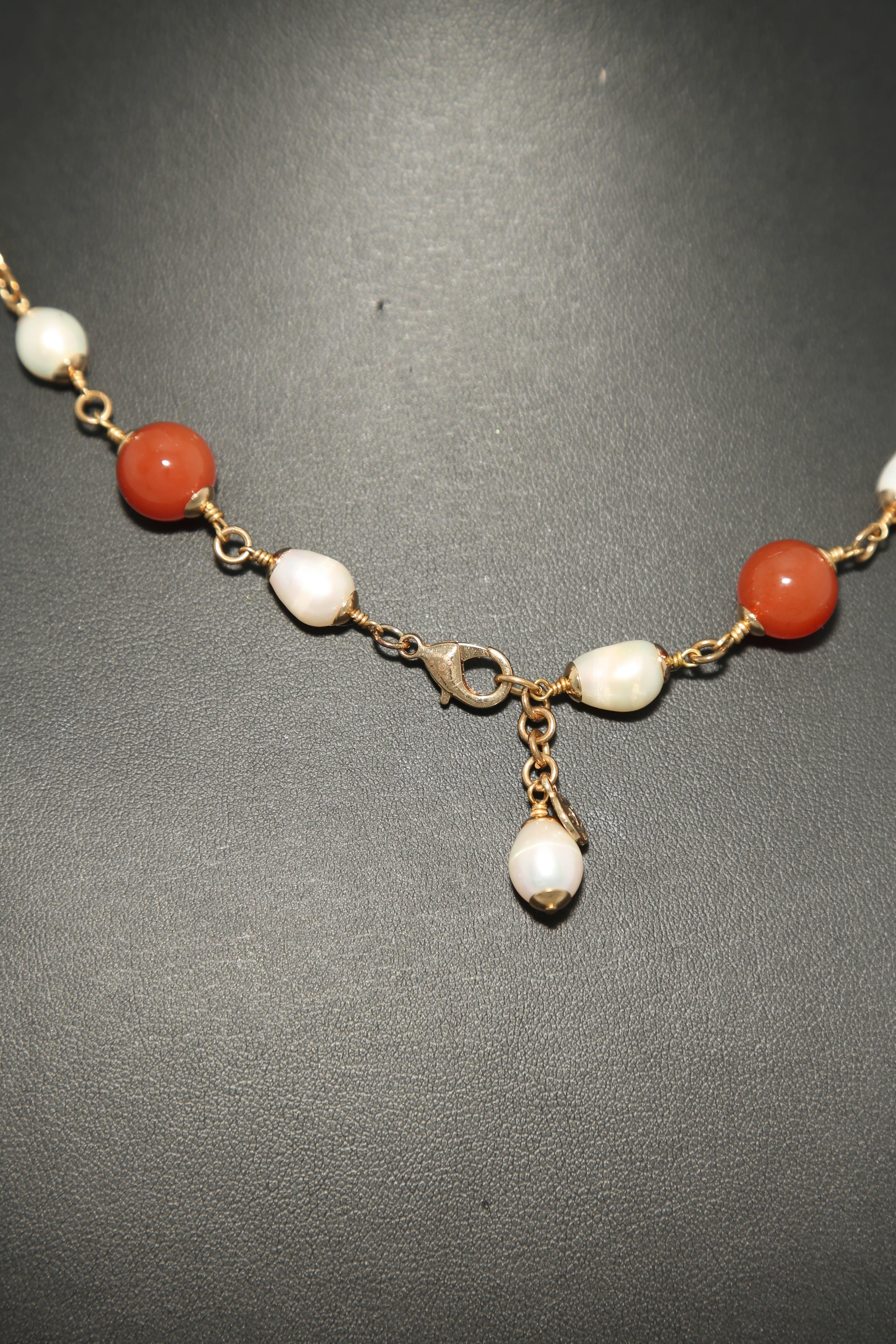 Women's chanel Necklace with agate and pearls