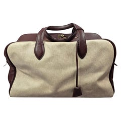 Sac Hermès Victoria 40 en toile et cuir