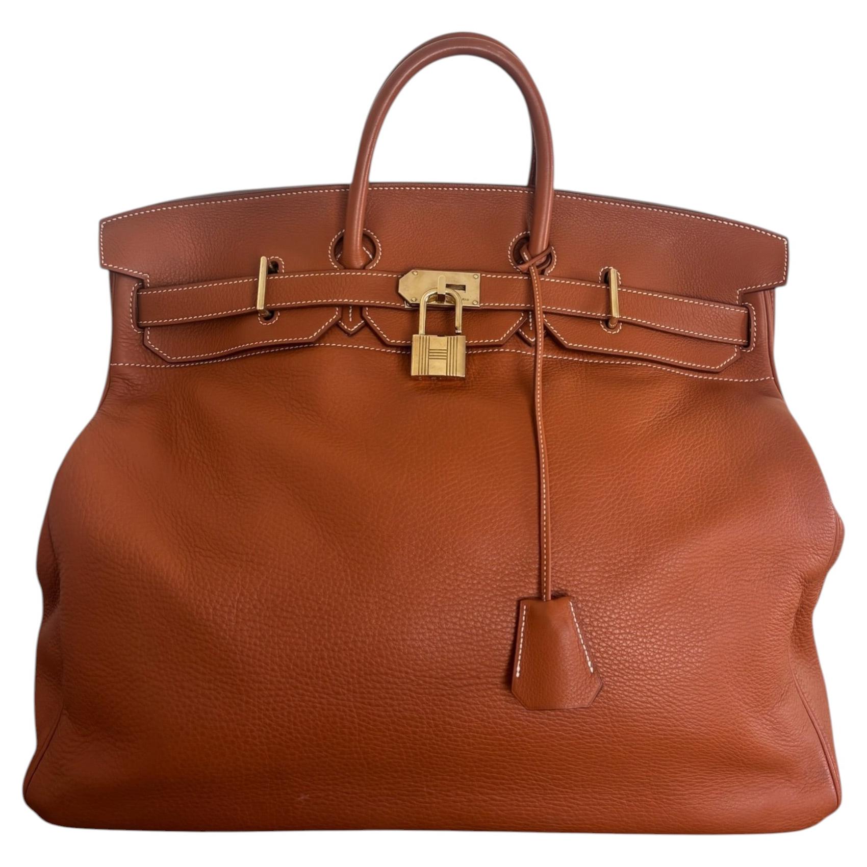 Sac Hermès HAC 50 Taurillon Brique Finitions Gold
