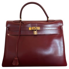Sac Hermès Kelly 35 Box Rouge H 1981