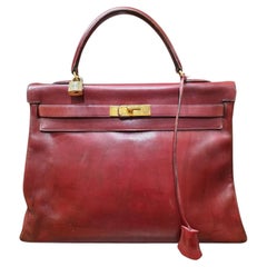 Sac Hermès Kelly 35 Box Rouge H Gold 1993