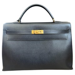 1994 Sac Hermès Kelly 40 Ardennes Noir