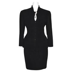 Thierry Mugler Sculptural Skirt Suit with Crystal Pendant