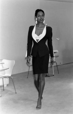 Thierry Mugler 1993 Cruise Skirt Suit, Blue with Angular Collar