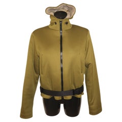 Manteau Miu Miu à ceinture et doublé de polaire, collection automne-hiver 1999, vert olive, veste de créateur