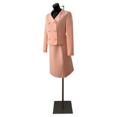 Calvin Klein SS1996 Wool Skirt Suit Set Blush Peach Double Breasted US6