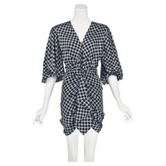 Mini-robe ALEXANDRE VAUTHIER en soie bleue à gros pois noirs, taille FR38, US6
