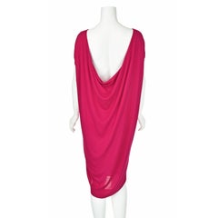 Archival ALEXANDER McQUEEN Hot Pink Open-Back "Deep Swag" Knit Dress, c. 2005/06