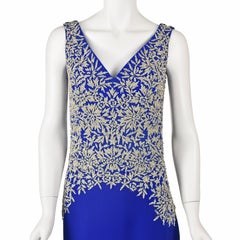 LORENA SARBU Royal Blue Silk & Silver Beaded Runway Gown  New with Tags  SZ2-4