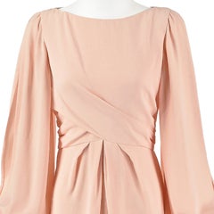BILL BLASS c.1990 Peach Silk Crepe Evening Gown with Dramatic Slit Sleeves, SZ 8