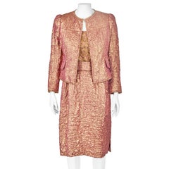Circa 1968 ADOLFO Pink & Gold Metallic Four-Piece Jeweled Evening Ensemble, SZ 2