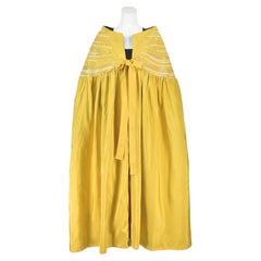 Rare 1970s LEE MENICHETTI Yellow Silk Faille Jeweled Sunburst Evening Cloak