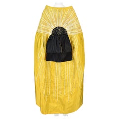LEE MENICHETTI Rare 1970s Yellow Silk Faille Jeweled Sunburst Evening Cloak, OS