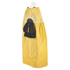 Rare 1970s LEE MENICHETTI Yellow Silk Faille Jeweled Sunburst Evening Cloak