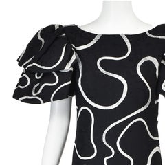 PAULINE TRIGÈRE Vintage Black and White Silk Evening Dress, circa 1990, US SZ 10