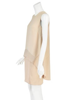 NARCISO RODRIGUEZ: miniabito da cocktail moderno in seta color pesca chiaro a due strati, taglia 4