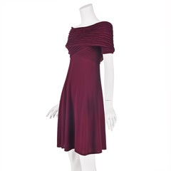 FENDI by Karl Lagerfeld 2006 Burgundy Wool Knit Dress with Portrait Collar, SZ S